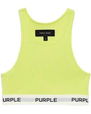 Purple Brand ロゴテープ スポーツブラ - イエロー