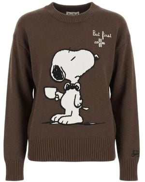 MC2 Saint Barth Tessa Snoopy-Intarsia Jumper - Brown
