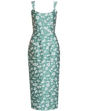 Markarian Numa Floral-Brocade Corset Midi Dress - Green