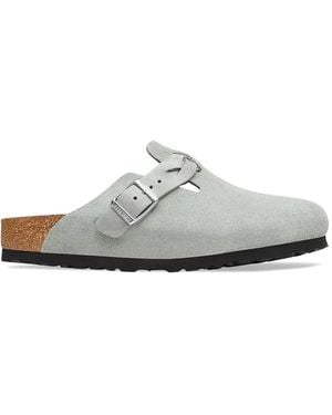 Birkenstock Boston Braided Suede Clogs - White