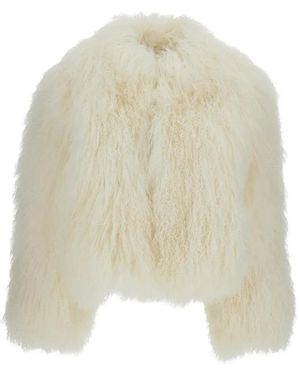 Martha Louis Langhaarige Mongolian Pelzjacke - Weiß