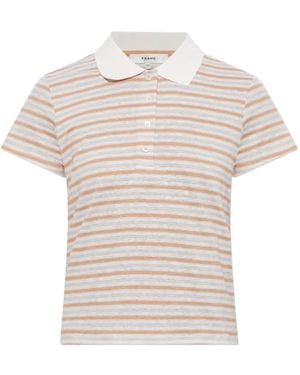 FRAME Striped Short-Sleeve Polo Shirt - White