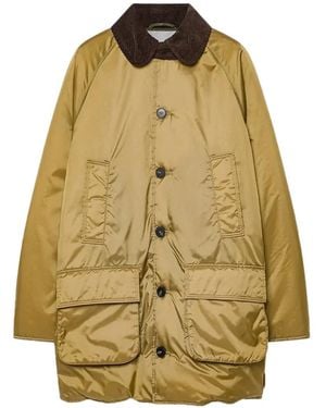 forte_forte Corduroy-Collar Padded Coat - Metallic