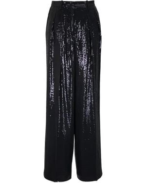 Michael Kors Sequined Crepe Sablé Wide-Leg Pants - Black