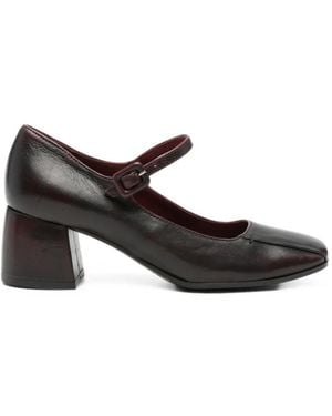 LORENA PAGGI Buckle-Fastening Leather Pumps - Brown