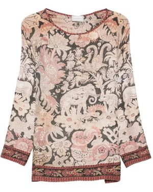 Pierre Louis Mascia Floral-Print Silk Top - Natural
