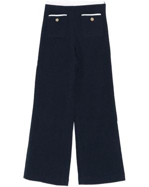 Maje Tweed Straight-Leg Pants - Blue