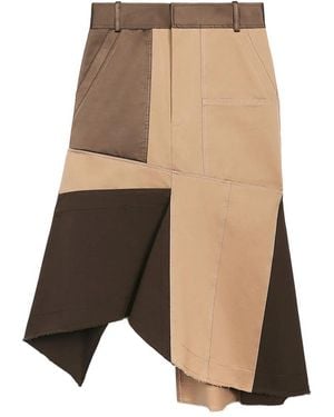 Ports 1961 Asymmetrical Patchwork Midi Skirt - Brown