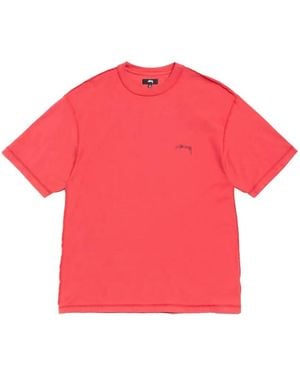 Stussy Logo-Print Cotton T-Shirt - Red