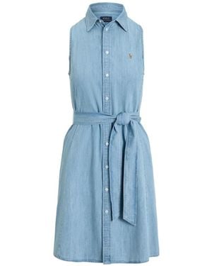 Polo Ralph Lauren Sleeveless Belted Mini Dress - Blue