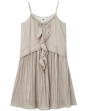 B+ AB Ruffled Pleated Mini Dress - Grey