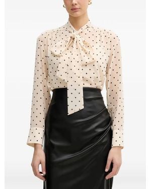 Joop! Bo Polka-Dot Tie Blouse - Natural