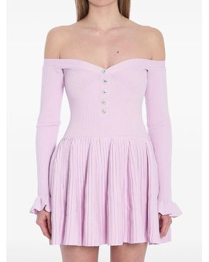 Self-Portrait Ribbed Mini Dress - Pink