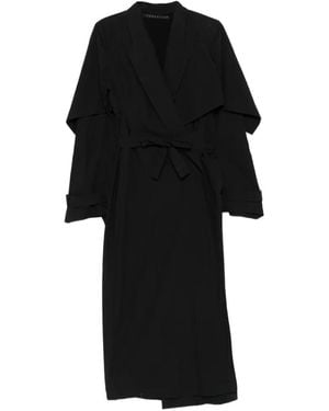 Yehuafan Bottuned Belted Coat - Black