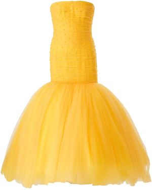 Carolina Herrera チュール イブニングドレス - イエロー
