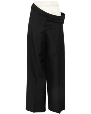 Rohe Double-Waistband Wide-Leg Pants - Black