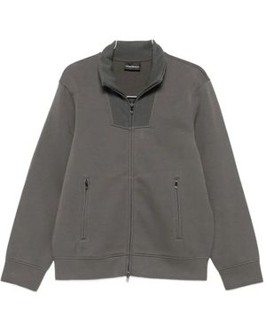 Emporio Armani Zip-Front Panelled Sweater - Grey