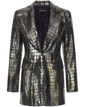 Roberto Cavalli Crocodile Effect Blazer - Black
