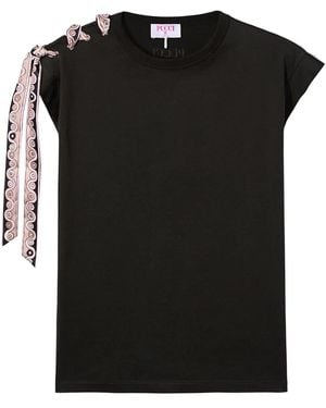 PUCCI Short Sleeve T-Shirt With Printed Drawstring - Black