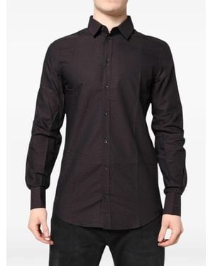 Dolce & Gabbana Dot-Pattern Long-Sleeve Shirt - Black