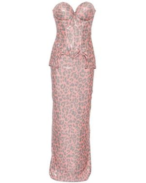 MITILIANE COUTURE Sequin-Embellished Leopard-Print Skirt Set (Set Of Two) - Pink