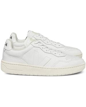 Veja Leather V-Logo Trainers - White