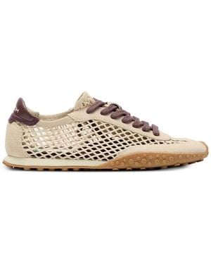 HOFF Bridge Fishnet Mesh-Panelled Suede Trainers - White