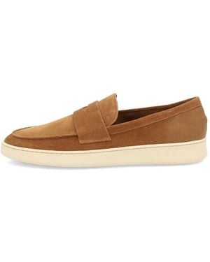 Frau Saddle-Detail Suede Loafers - White
