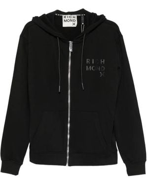 John Richmond Logo-Print Zip-Up Hoodie - Black