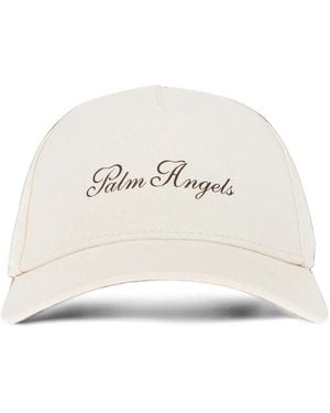 Palm Angels Logo-Print Cotton Baseball Cap - White