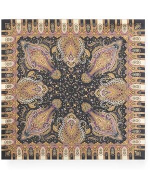 Etro Paisley-Motif Silk Scarf - Metallic