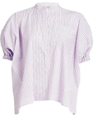 Silvia Tcherassi Susane Striped Puff-Sleeve Blouse - Purple
