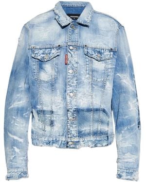 DSquared² Distressed Denim Jacket - Blue