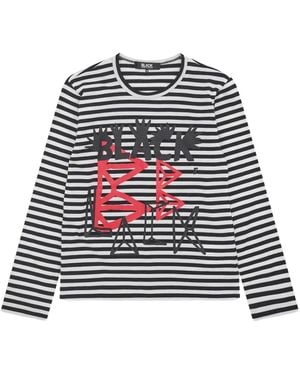COMME DES GARÇON BLACK Gestreiftes Langarmshirt - Weiß