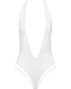 Maison Close Pure Tentation V-Neck Bodysuit - White