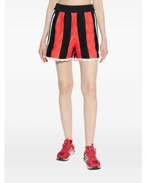 adidas Striped Lace Trim Shorts - Red