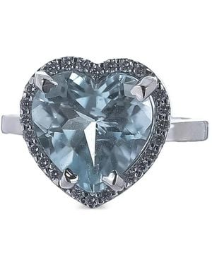Lisa Nik Lisa Aquamarine Diamond Heart Ring - Blue