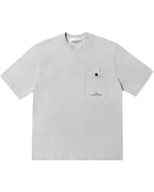 Stone Island Logo-Print Chest-Pocket T-Shirt - White