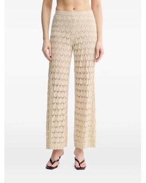 Twinset Open-Knit Wide-Leg Trousers - Natural
