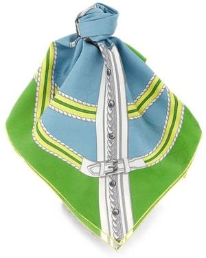 Gucci Gg-Jacquard Silk Scarf - Green