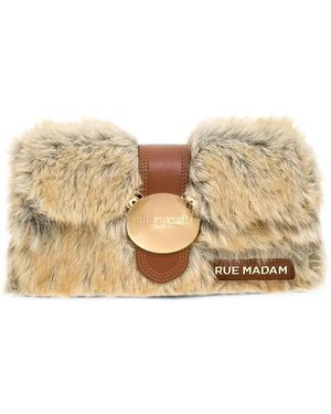 RUE MADAM PARIS Faux-Fur Chain-Link Shoulder Bag - Natural