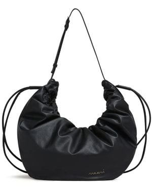 Marni レザー ホーボーバッグ - ブラック