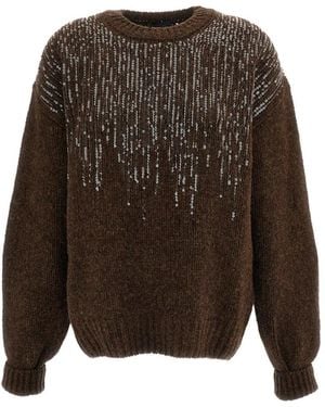 Haikure Sequin-Embellished Ribbed-Knit Jumper - Brown