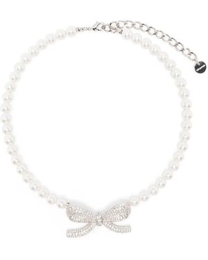 Self-Portrait Pearl Bow ネックレス - ホワイト