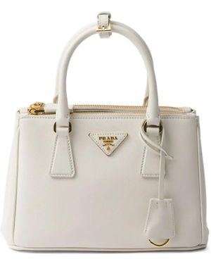 Prada Small Galleria Leather Tote Bag - White