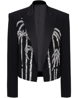 Balmain Palm Tree-Print Blazer - Black