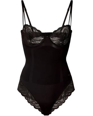 Calvin Klein Lace-Trim Bodysuit - Black