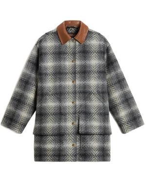 Woolrich Check Wool Coat - Grey