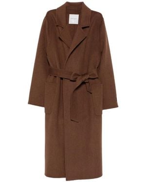 ERMANNO FIRENZE Belted Notch-Lapel Coat - Brown