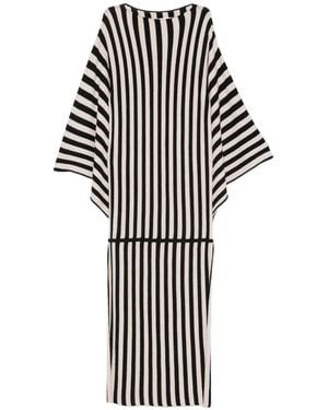 By Malene Birger Gerta Stripe-Print Cape-Sleeve Maxi Dress - White